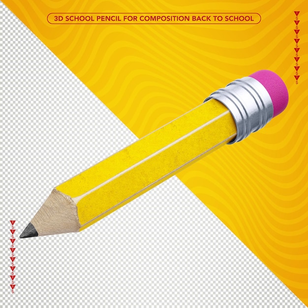 Yellow 3d pencil flying for composition back to school