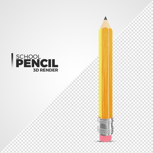 Yellow 3d pencil isolated for back to school