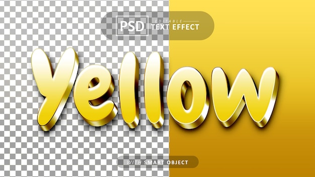 Yellow 3d text effect editable