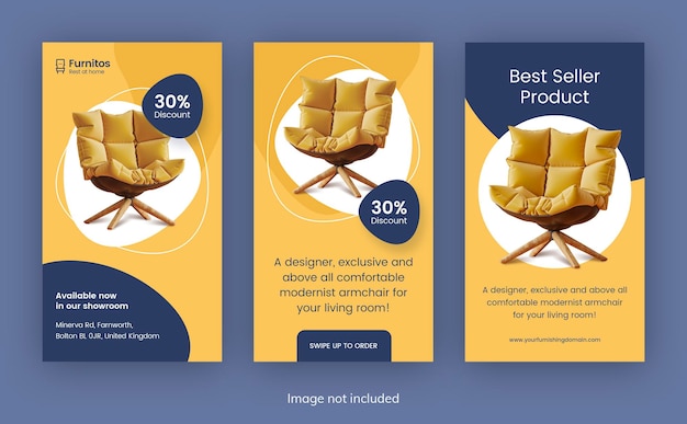 Yellow and abstract background furniture special offer instagram story template