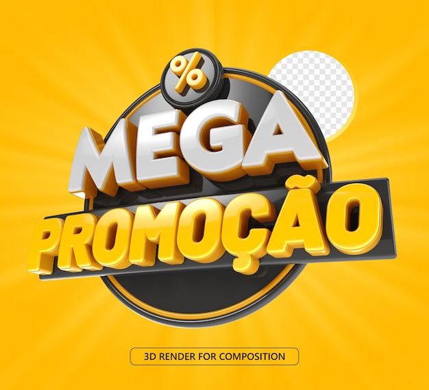 A yellow advertisement for mega promotion in brazil