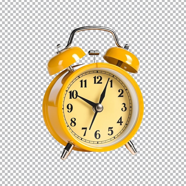 Yellow alarm clock on a transparent background