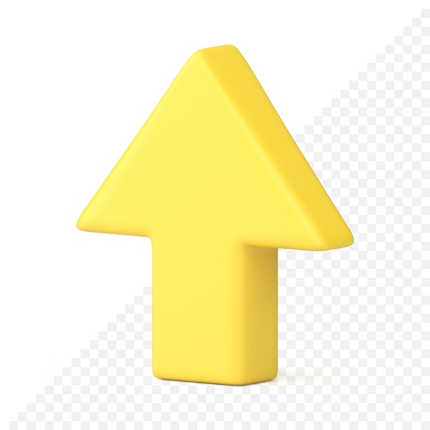 Yellow arrow up pointer growth increase positive trend business profit isometric 3d icon