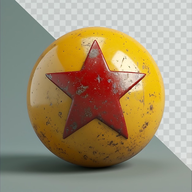 a yellow ball with a red star on it