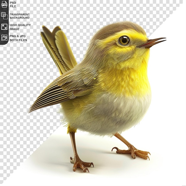 Yellow bird on transparent background