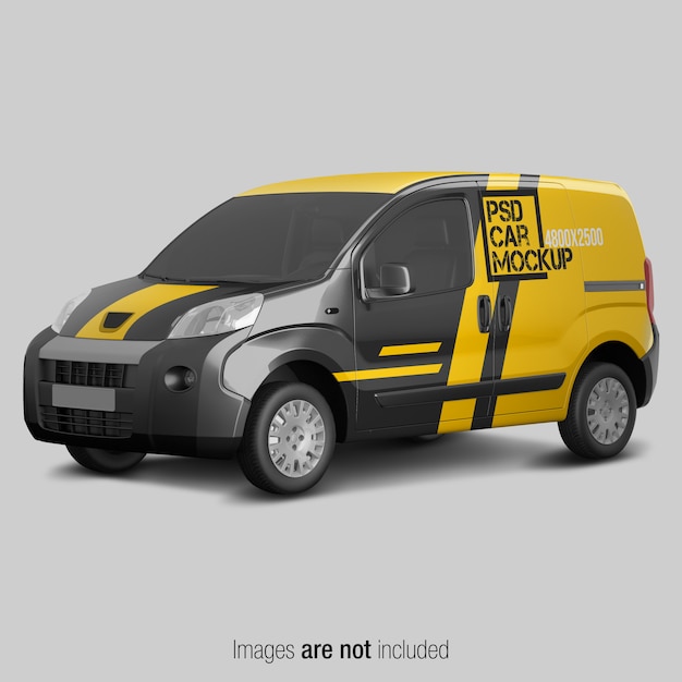 yellow and black delivery van mockup