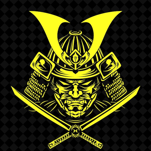 PSD a yellow and black logo with a skull and swords on it