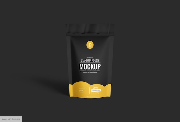 Yellow black Seal Pouch Bag Mockup on Dark Background