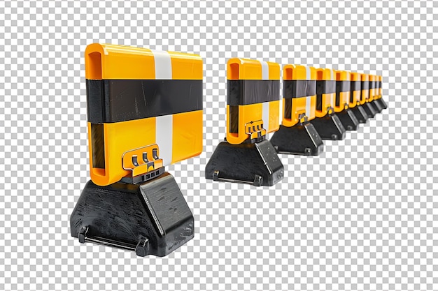 PSD a yellow and black traffic barricade isolated against a transparent background