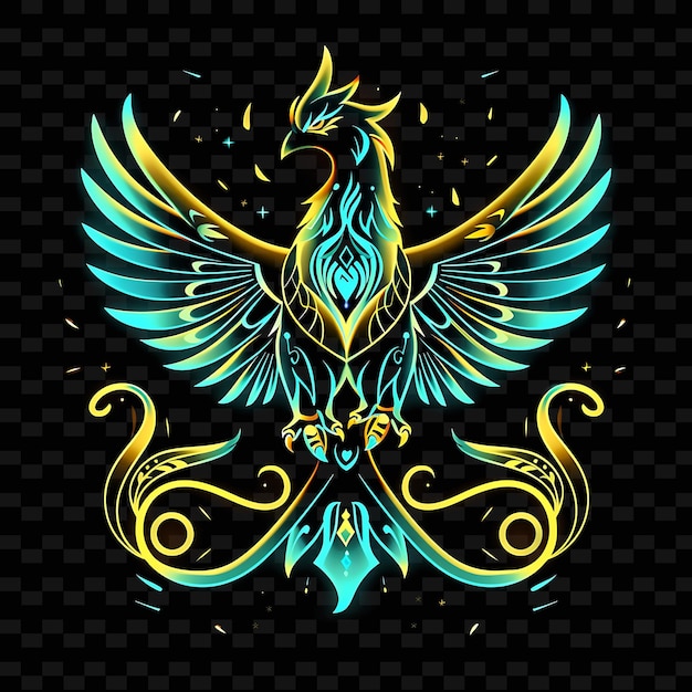 PSD a yellow and blue eagle with a gold wings and a gold crown