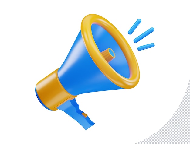 A yellow and blue megaphone with the word news icon with 3d vector icon illustration