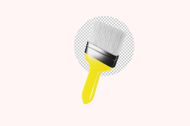 Yellow brush with white bristles 3d render