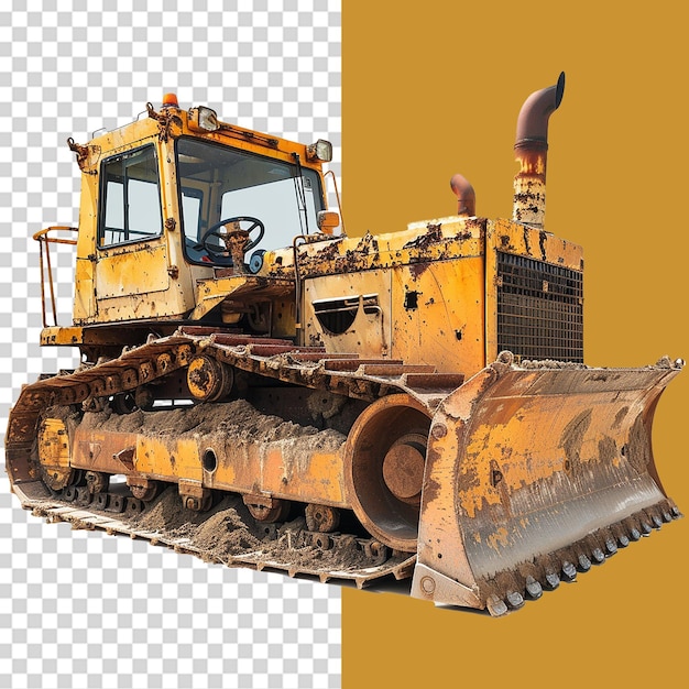 a yellow bulldozer with a hole in the back and the number 2 on the front