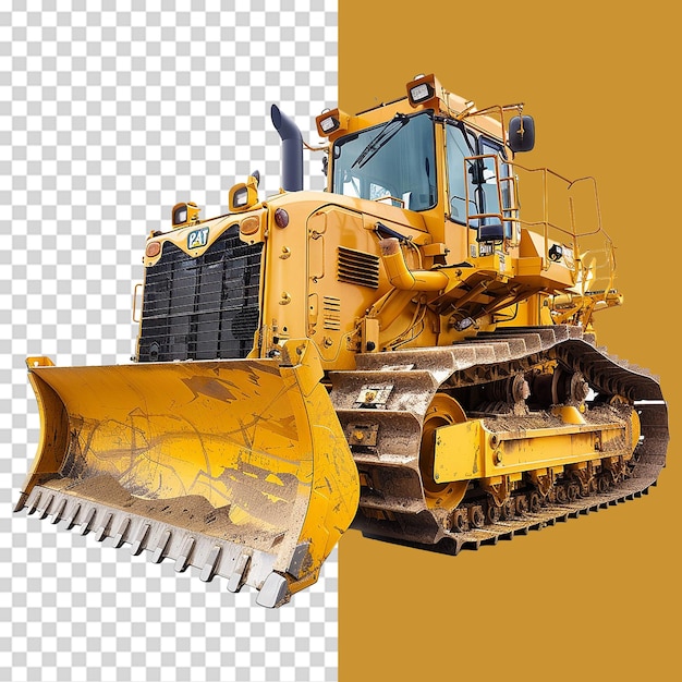 a yellow bulldozer with a large handle