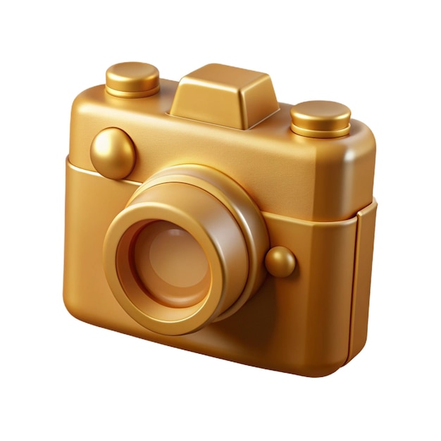 PSD a yellow camera with a gold lid and a lens cap