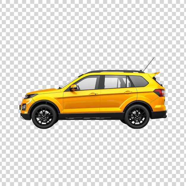 PSD a yellow car on a transparent background