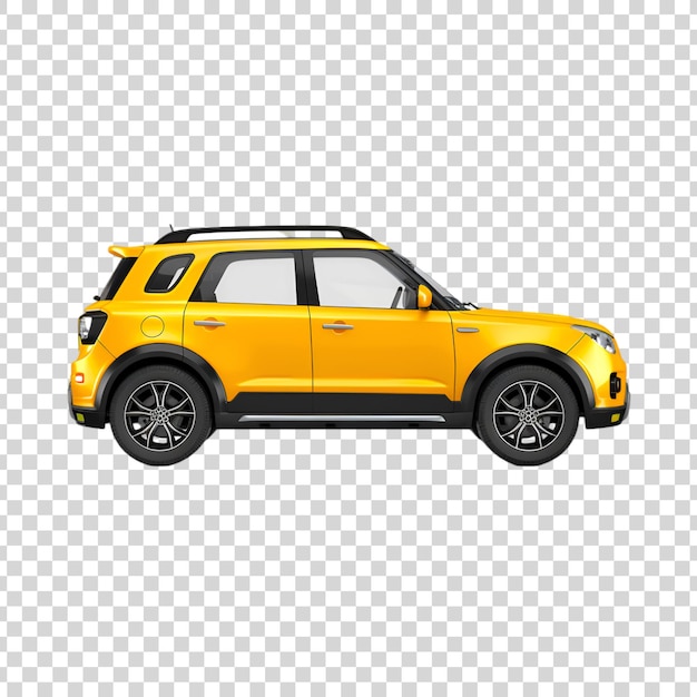 PSD a yellow car on a transparent background