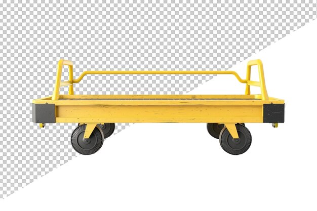 PSD a yellow cart with wheels on a transparent background