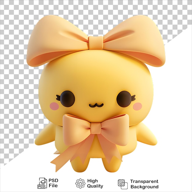 yellow cartoon character with Yellow Bow 3d Render