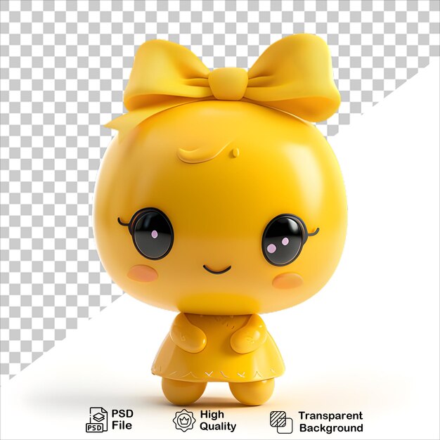 yellow cartoon character with Yellow Bow 3d Render