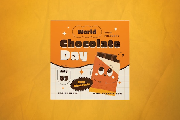 Yellow Cartoon Flat Design World Chocolate Day Instagram Post