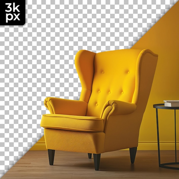 a yellow chair with a black x on the back