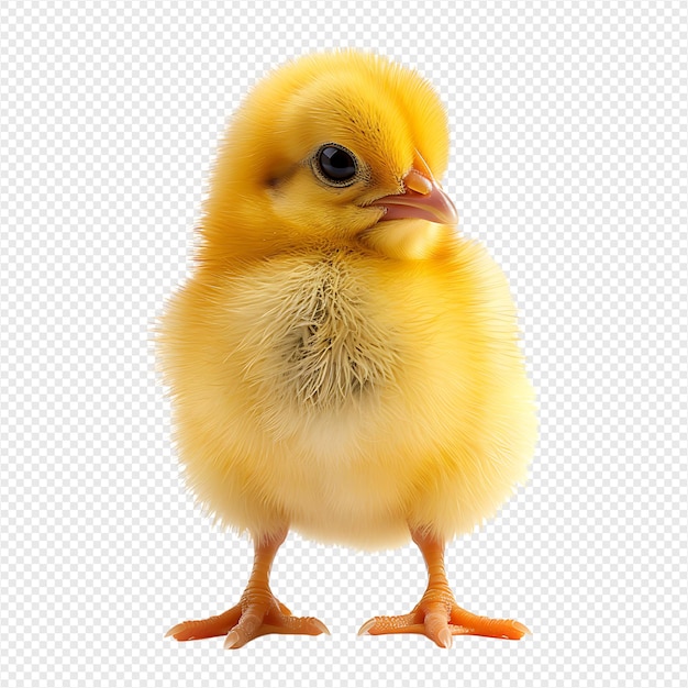 PSD yellow chick on isolated transparent background