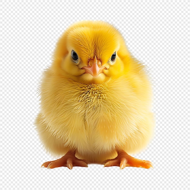 Yellow chick on isolated transparent background