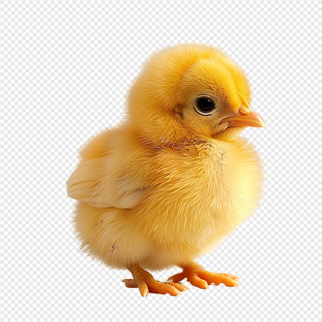 PSD yellow chick on isolated transparent background