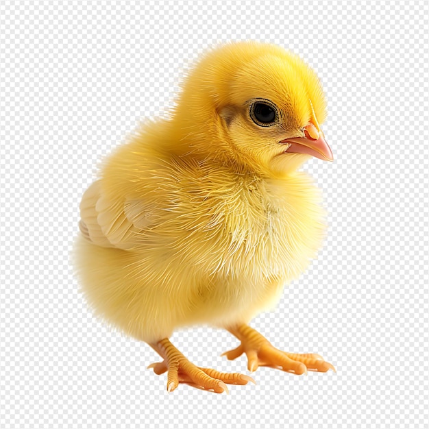 Yellow chick on isolated transparent background