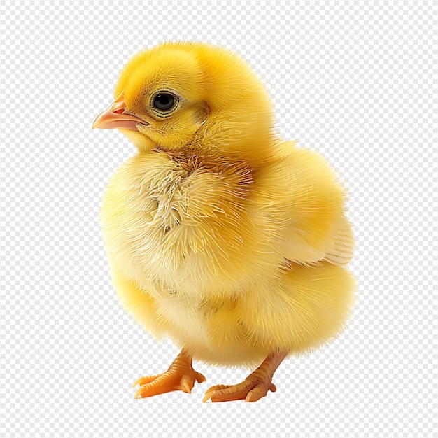 Yellow chick on isolated transparent background