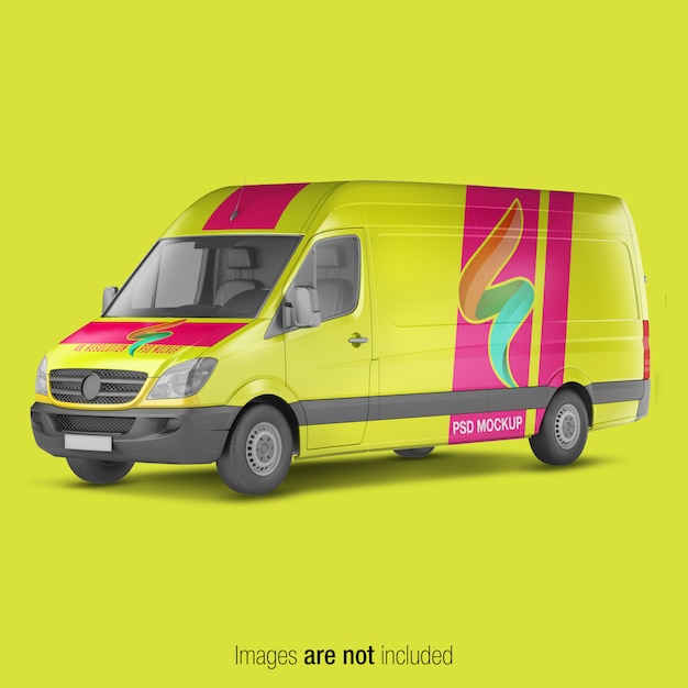 yellow delivery van mockup