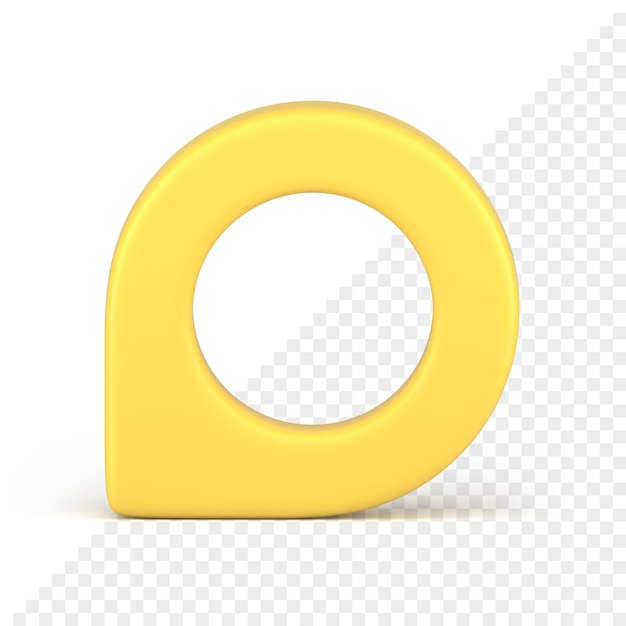 Yellow diagonally placed glossy map pin with hole 3d icon mockup realistic