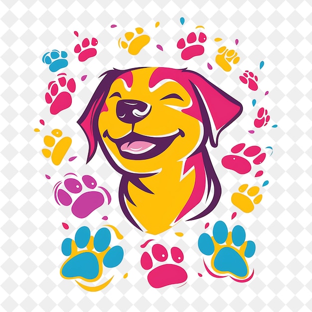 PSD a yellow dog with paw prints and a dog with paw prints on it