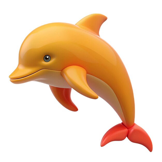 PSD a yellow dolphin with a red tail and the word dolphin on it