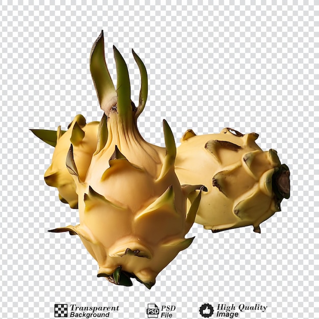 Yellow dragon fruits isolated on transparent background