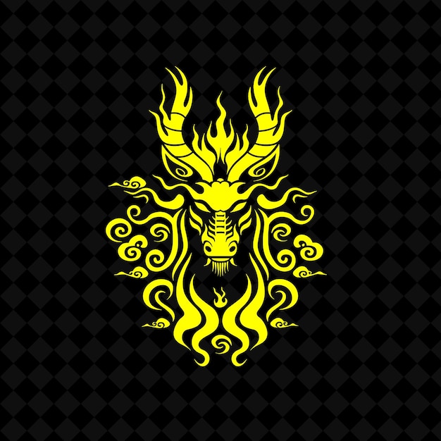 a yellow dragon with a black background with a black background