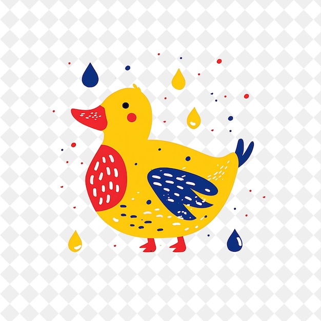 PSD a yellow duck with a splash of water on it