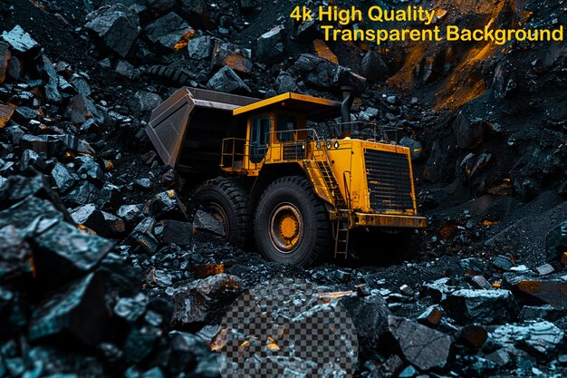 PSD a yellow dump truck with the words 5  quality quality quality quality fine quality