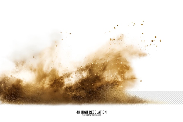 PSD yellow dust particles explosion on transparent background