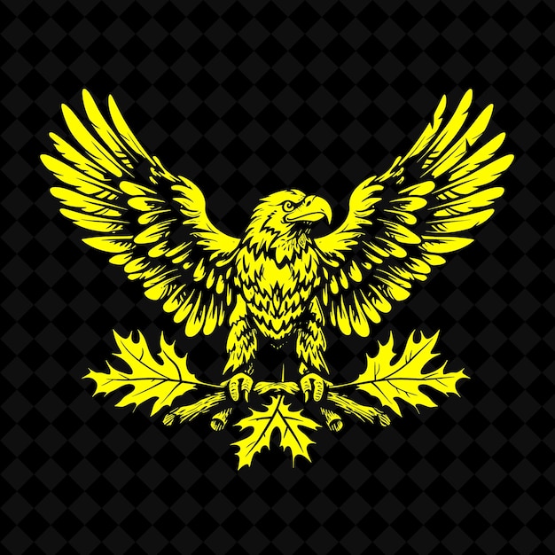 a yellow eagle with a black background with a black background