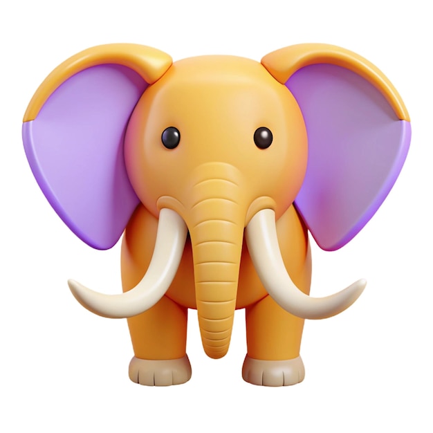 a yellow elephant with tusks on it