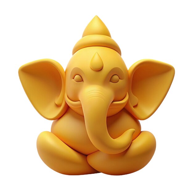 a yellow elephant with a yellow hat on its head