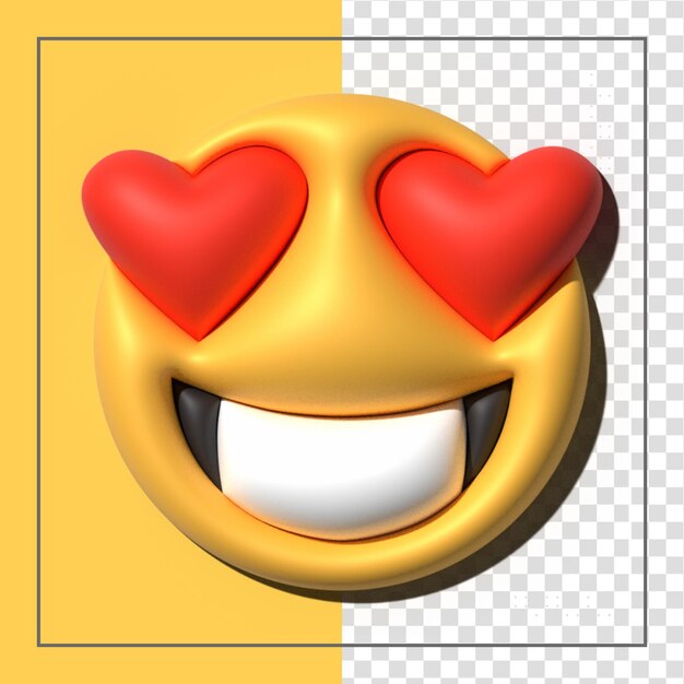 PSD yellow emoji  love emoticons faces with facial expressions 3d stylized emoji icons