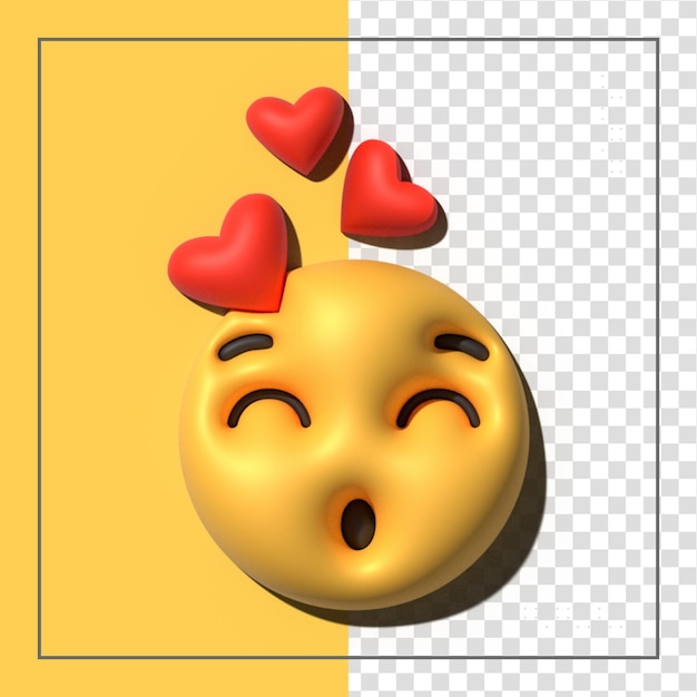 PSD yellow emoji  love emoticons faces with facial expressions 3d stylized emoji icons