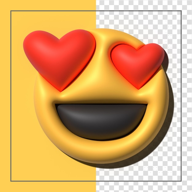 PSD yellow emoji  love emoticons faces with facial expressions 3d stylized emoji icons