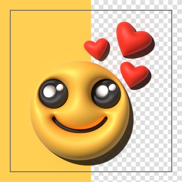 PSD yellow emoji  love emoticons faces with facial expressions 3d stylized emoji icons