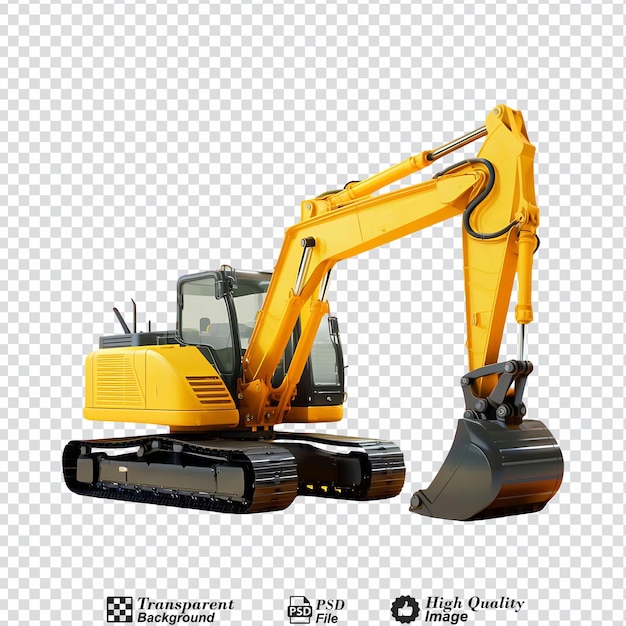 Yellow excavator excavator side view png isolated on transparent background