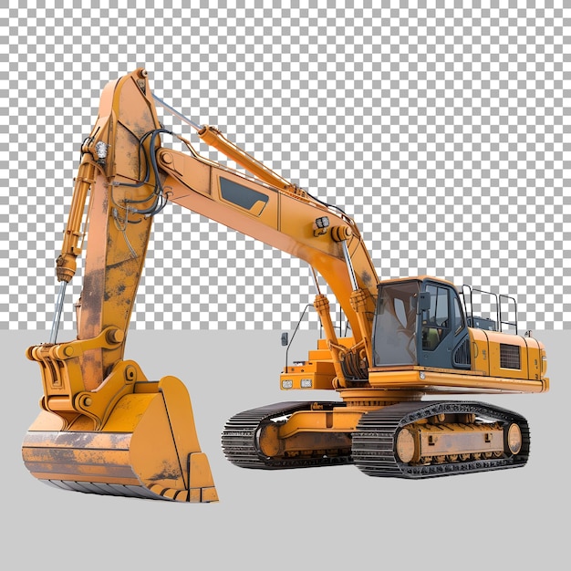 Yellow Excavator on Transparent background Ai Generated