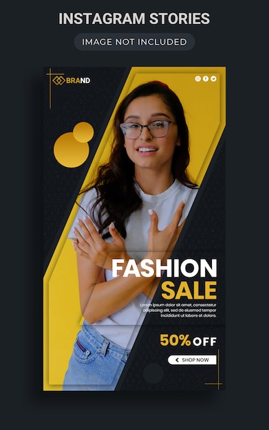 Yellow fashion sale with special discount Instagram stories design